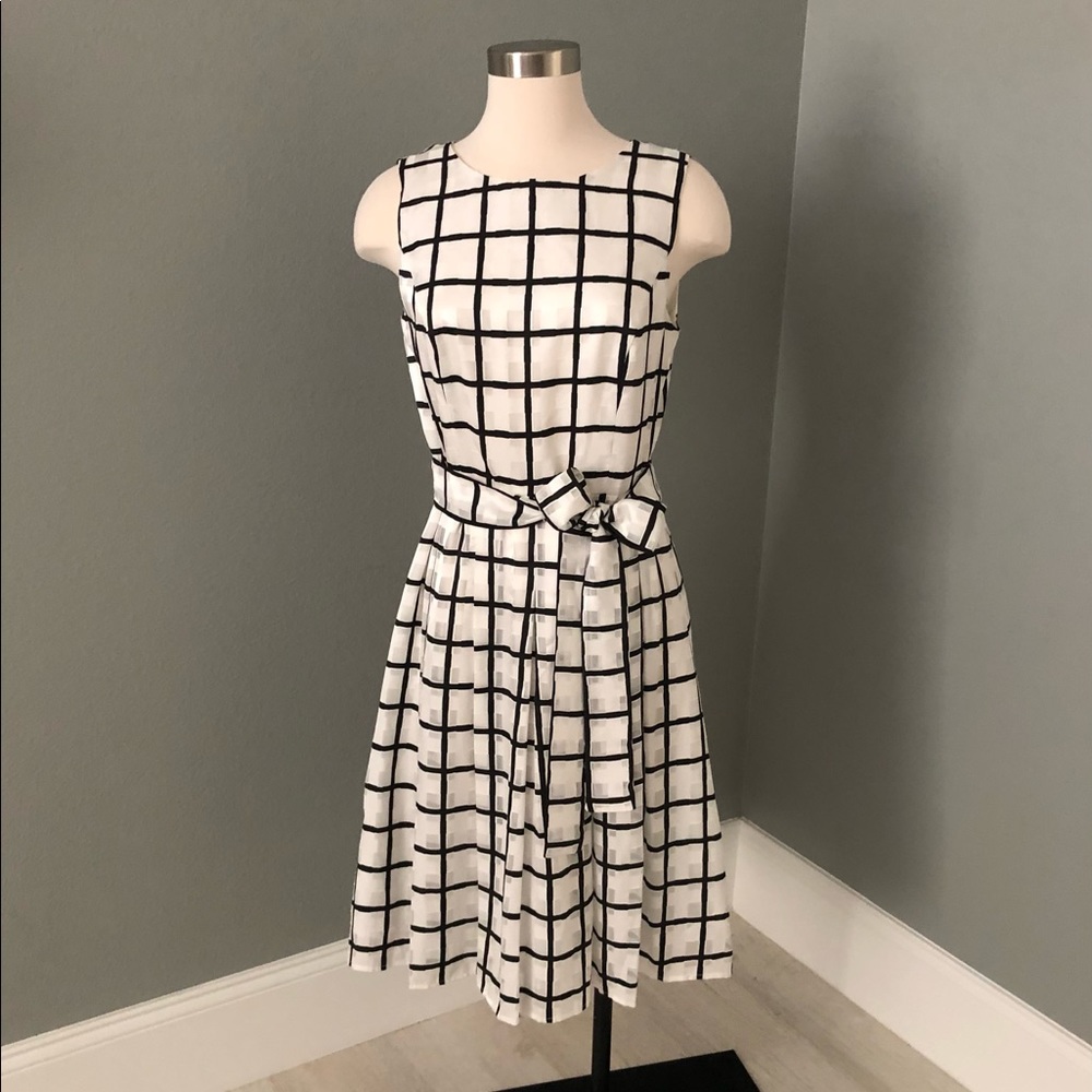 Tommy Hilfiger Pleated Fit & Flare Dress with Sash Belt